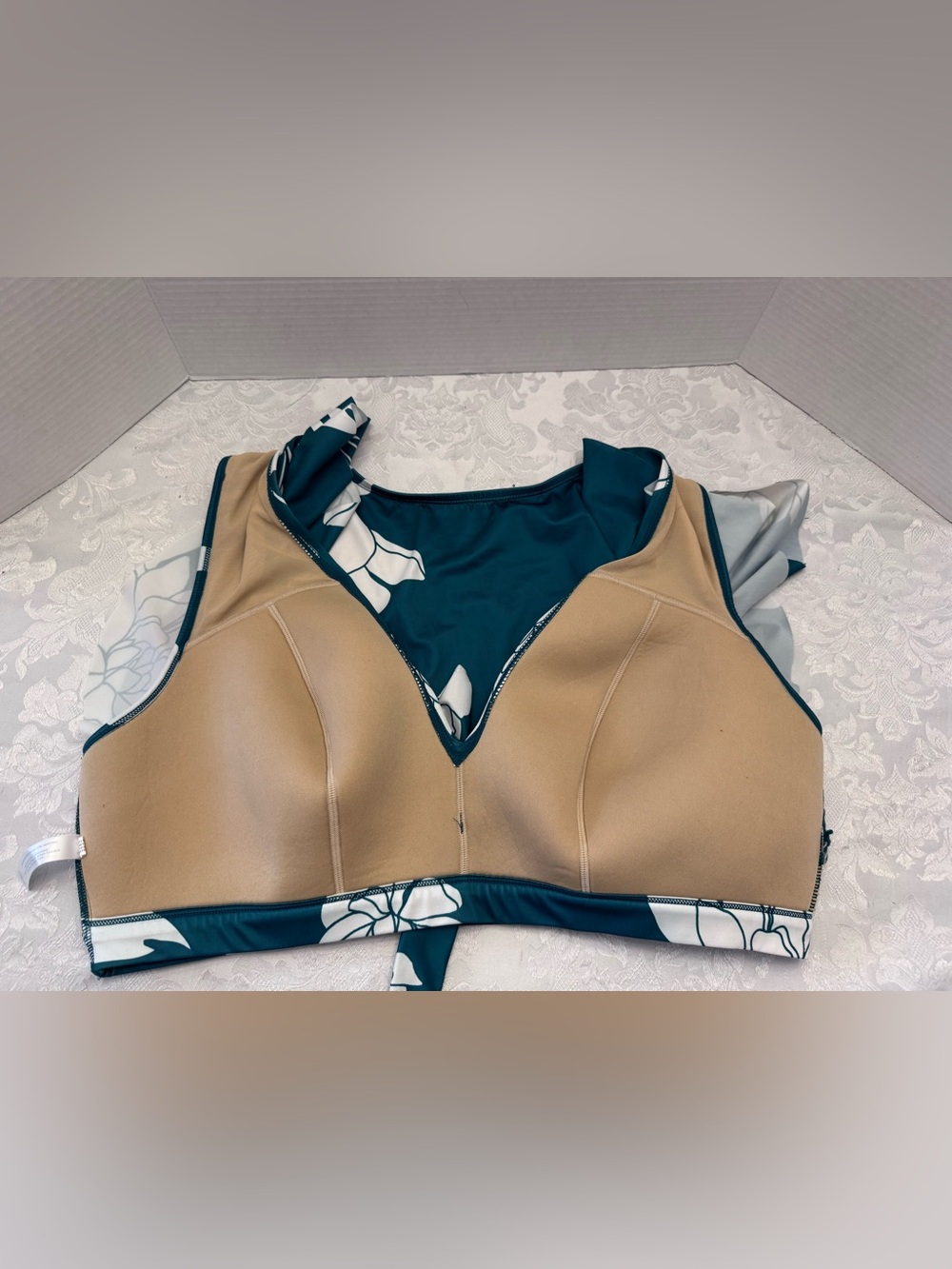 Swim By Cacique Plus 22 Flutter Sleeve No Wire Bikini Top Surf Floral Sexy Lined - Picture 9 of 9